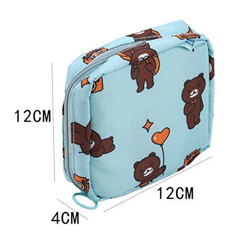 Bolsa de almacenamiento para toallas sanitarias con oso azul miniatura 2