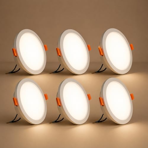 Image of 22W Recessed Round LED Panel Light | Trimless Slim Design | Polycarbonate Downlight for Home & Office False Ceiling Roof, Surface Light | Cool White, White Finish | Pack of 6