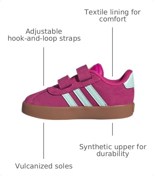 Image of adidas Boys Vl Court 3.0 Slip On Sneakers Shoes Casual - Pink, White