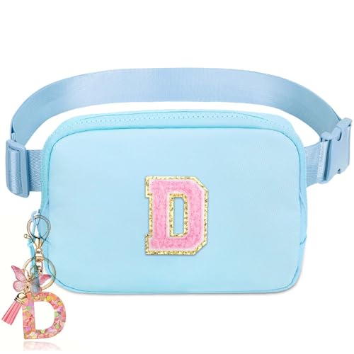 Image of Belt Bag for Girls Gifts - Birthday Gifts for Teenager, Personalized Gifts for Mom Freind Sister Teacher, Graduation GiftsInitial Crossbody Bag Belt Bag for Women Lavender Blue D
