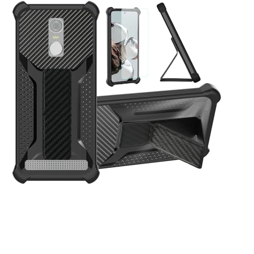 Aroepurt Hülle Für Gigaset GS180 Hülle Hülle Handyhülle Schutzhülle Cover [mit gehärtetem Glas-Screen-Protector] Hybrid [Folding Support Magnetic] [Frosted Anti-Fingerprint] Schwarz