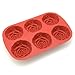 Freshware CB-205RD 6-Cavity Rose Shape Silicone Mold for Homemade Soap, Cake, Cupcake, Bread, Muffin, Pudding, Jello, and More