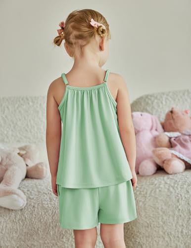 Image of Arshiner Toddler Kids Summer Clothes 2 Piece Tank Top and Shorts Set | Girl Summer Clothes 2 Piece Loose Spaghetti Strap Tank Top and Short Set Kids Clothing Sets with Pockets