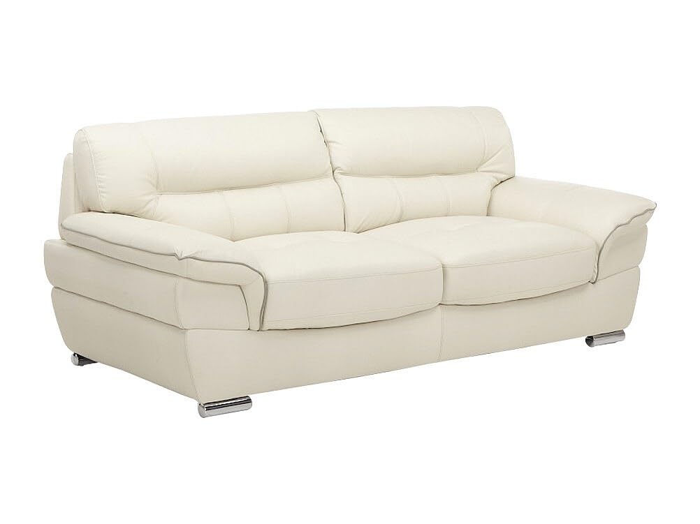 Vente-unique - Canapés 3 Places 2 Places et Un Fauteuil en Cuir Thibault - Ivoire