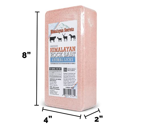 Salt Block for Deer & Horses – Compressed Mineral Salt Lick for Livestock, Cattle & Goats – Himalayan Secrets Pink Rock Salt Block (4.4LB/2KG, Block)