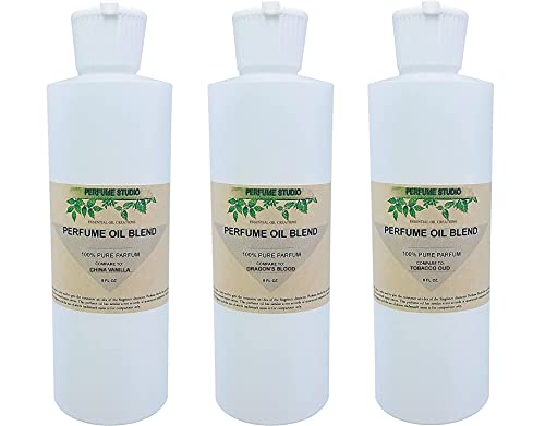 Perfume Studio Fragrance Oils Compatible to China Vanilla, Dragon's Blood, Oud & Wood. 3-Pk Set, 8oz Each for Making Soaps, Candles, Bath Bombs, Lotions, Room Sprays, Colognes.