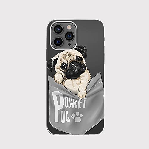 Blingy's Iphone 13 Pro Max Case (6.7 Inch), Fun Pug Cute Dog Funny Cartoon Animal Style Transparent Soft Tpu Protective Clear Case Compatible For Iphone 13 Pro Max 6.7" (Pocket Pug) #TOP1