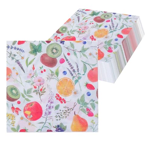 40Pcs Wildflower Napkins (13x13' unfolded),Floral and Fruit Party Napkin Luncheon Napkins for Spring,Wedding,Engagement,Bridal Shower,Baby Shower,Garden Party,Tea party,Anniversary Party Decor