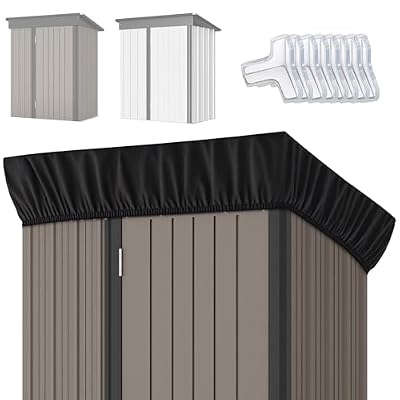 5x3Ft Outdoor Storage Shed Cover & Metal Garden Shed Cover - 640D Oxford Fabric, Weatherproof, Dustproof, Elastic Hem for Secure Fit, Includes 8 Reinforced Silicone Corner Guards (Cover Only)