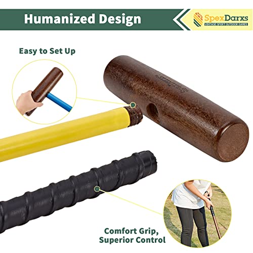 Spexdarxs Six Player Croquet Sets, 35’’ Croquet Set With Premium Wooden Mallets|Colored Balls|Wickets|Stakes| Carrying Bag, Lawn Croquet Game For Teenager Adult Family #TOP3
