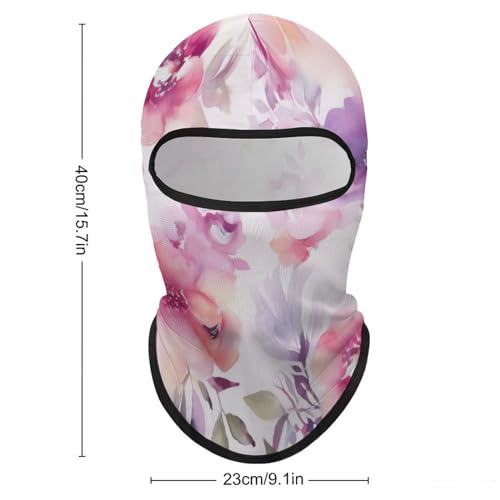 Balaclava con diseño floral en acuarela y púrpura para hombres y mujeres, protección solar, transpirable, máscara facial de cabeza completa para senderismo, ciclismo, running y conducción miniatura 2