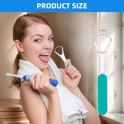 Stainless Steel Tongue Scraper for Adults, Double-Layer Tongue Cleaner for Bad Breath, Silicone Handle, Wide-Head Design, Dental Kit Oral Care Tools, Scrappers Tool (2 PCS) - Image 2