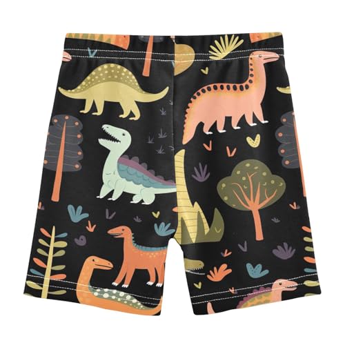 Girls Cotton Bike Shorts Dinosaurs and Trees Print Athletic Cartwheel Dance Shorts Summer Outfit, 4T2