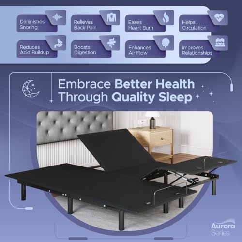 Image of Celestial Sleep Aurora Adjustable Bed Base (Frame Only), Easy Assembly, Head and Foot Lift, Zero Gravity, Memory Positions - Split King