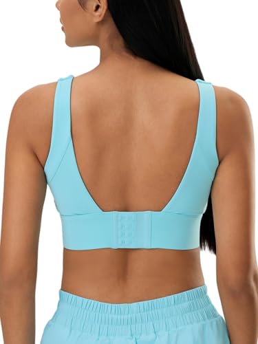 Image of ABOCIW Longline Sports Bra for Women V Back Wireless Padded Medium Support Yoga Bra Workout Crop Tank Tops