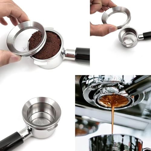 Image of THW Coffee Accessories, Portafilter 51mm, Powder Ring for Espresso Ground Coffee Brewing, Magnetic Filter for Prevent Spilling, Coffee Filter Machine Accessories (Silver)