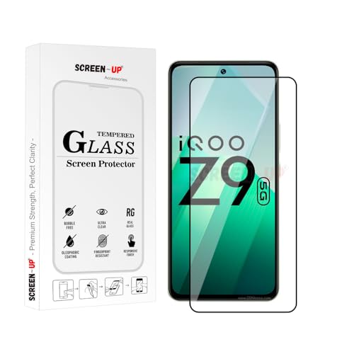 Image of ScreenUp Tempered Glass For iQOO Z9 5G - Ultra Clear, 9H Scratch Resistant, Full Coverage, Easy Install Screen Protector