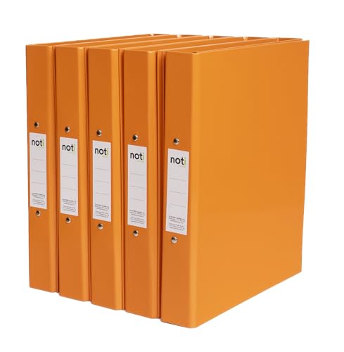 Image of Noti A4 Glossy Laminated 2-Ring Binder Binder, 40mm Spine, 25mm O-Ring Mechanism, Pack of 10, Orange