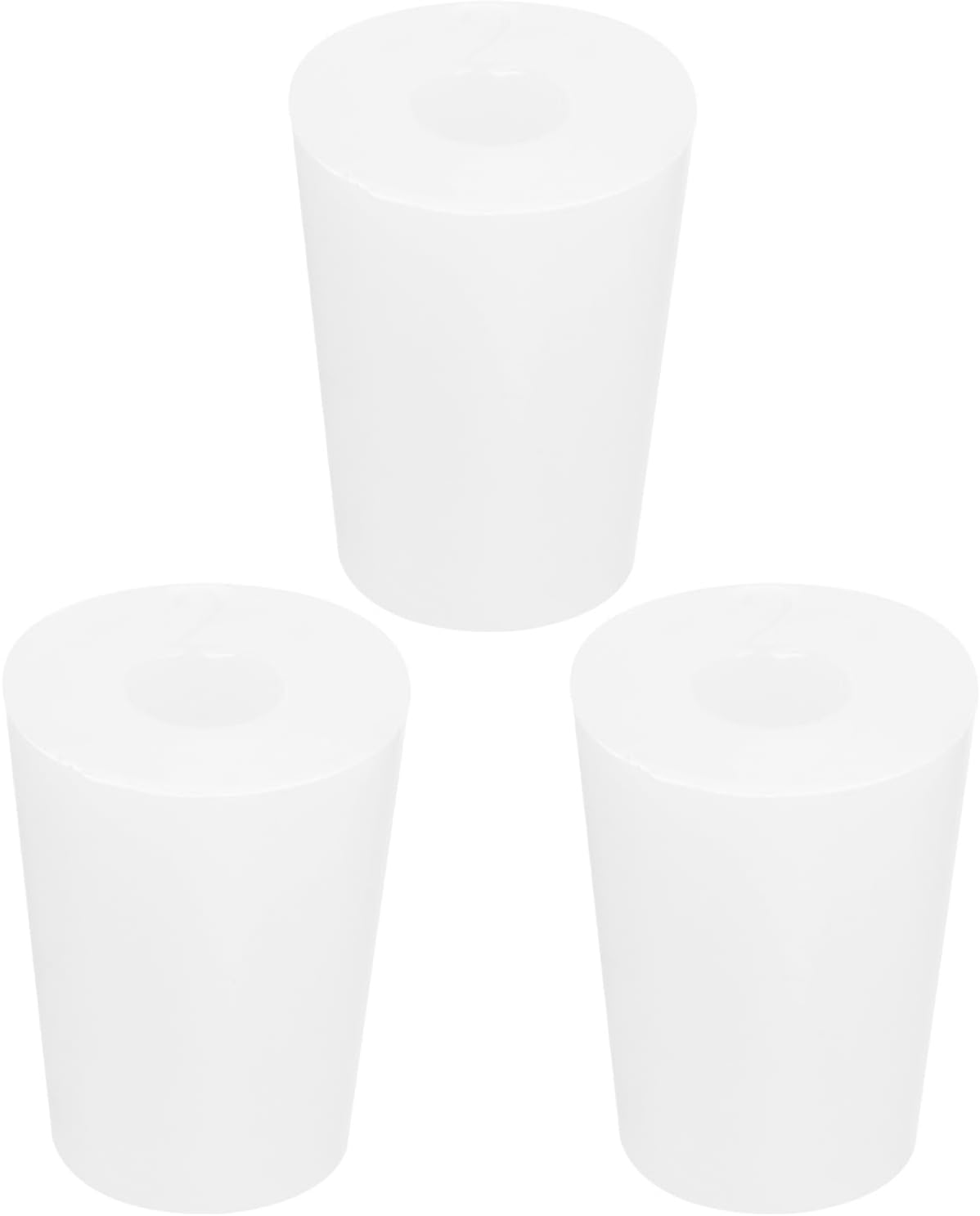 MECCANIXITY Silicone Rubber Tapered Plug 15mm to 20mm Solid Test Tubes Bungs Stopper with Hole White for Lab Home 3 Pieces