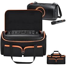 Carrying Case for JBL PartyBox On The Go Speaker, Travel Storage Bag Compatible with JBL PartyBox On-The-Go Essential Protable Party Speaker Case, CaseOnly, No Shoulder Strap Black + Orange