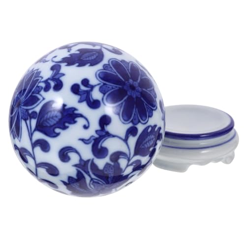 Mobestech Flotador De Porcelana Azul y Blanca Bola Decorativa para Jarrones y Peceras Bola De Cerámica para Decoración El Hogar