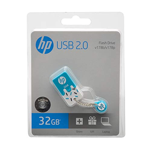 HP V178 Series USB Pen Drive, 32GB, Branco/Turquês
