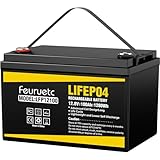Feuruetc 12V 100Ah LiFePO4 Battery - Small RV Battery with 100A BMS, 15000+ Deep Cycles, Solar Energy Storage, Lithium Phosphate Batteries for Home Motor, Travel Trailer, Camping, Off-Grid Power