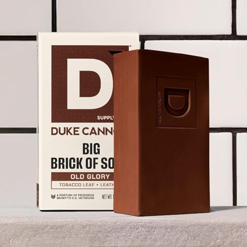 Image of Duke Cannon Big Brick of Soap, Old Glory | 10oz Triple-Milled Bar Soap for Men | Long-Lasting, Masculine Scent of Leather and Tobacco Leaf | Natural Oils | Supports U.S. Veterans
