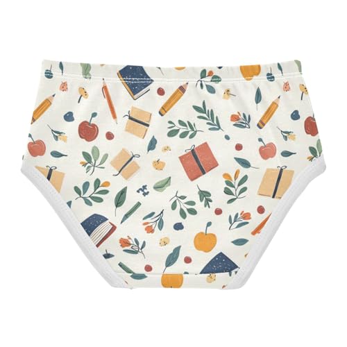 ZZKKO Books Pens Leaves Girls Underwear Toddler Panties for Girls Comfort Brief Size 8Y2