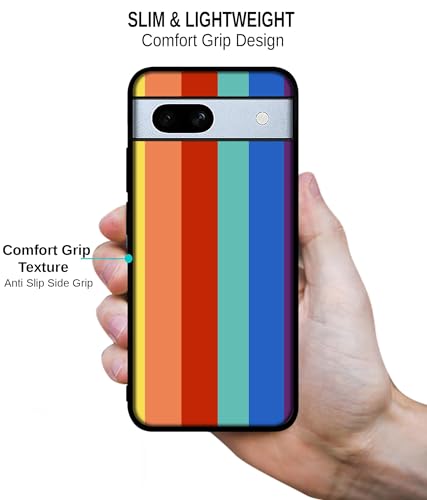 Image of Rainbow Colors Design Premium 2D Printed Metal Back Case Cover for Google Pixel 7A 5G
