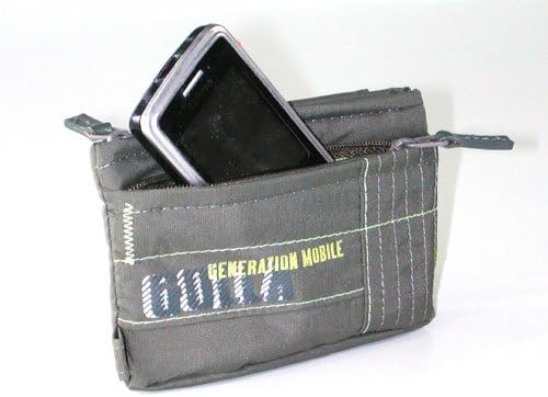 Cable G180 Horizontal Case for Mobile Phones, MP3 Players, Digital Cameras Army Green, Yellow with Belt loop, 2 zipped pockets and an attachment loop