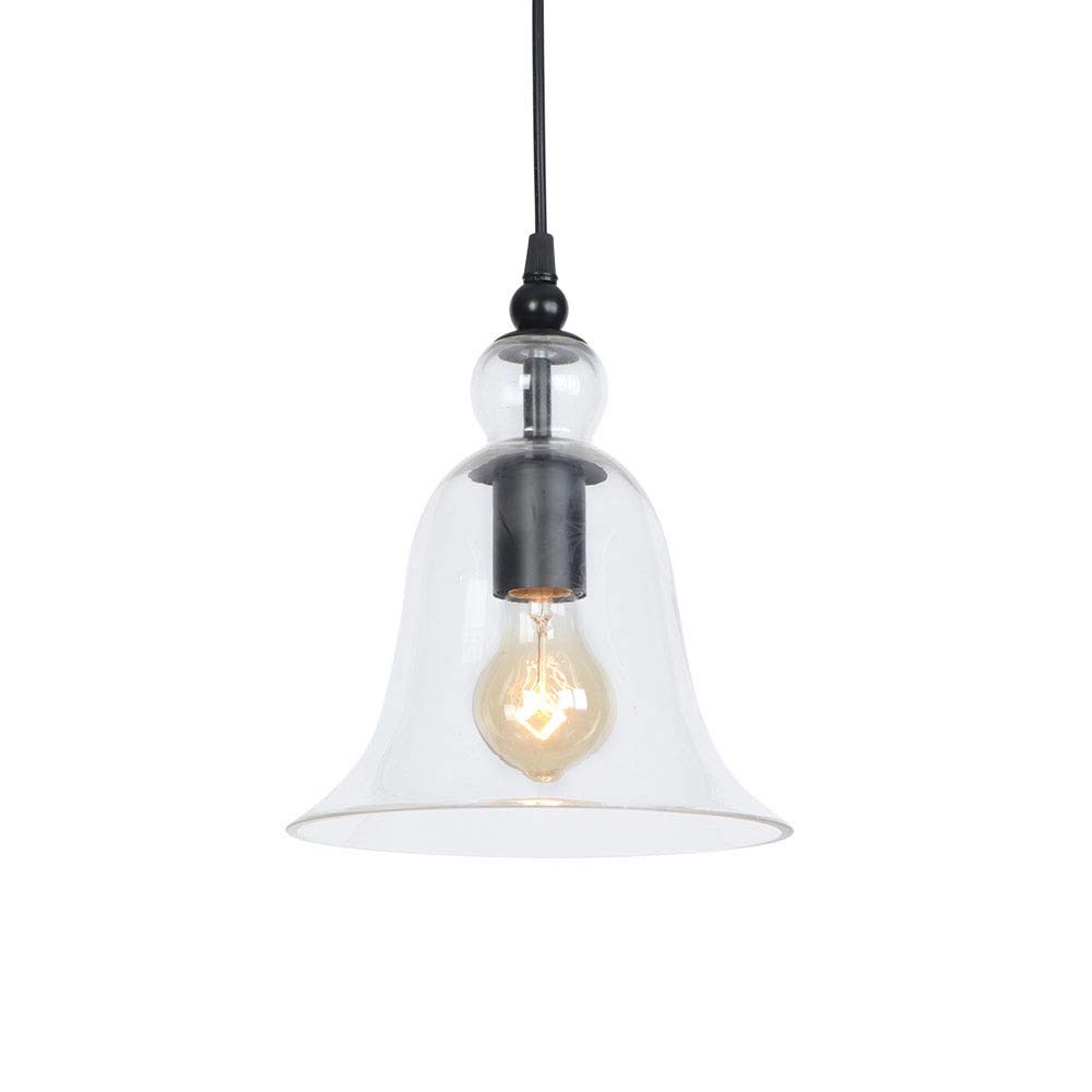 Lámpara colgante E27 industrial vintage ajustable con tulipa de cristal negro para techo