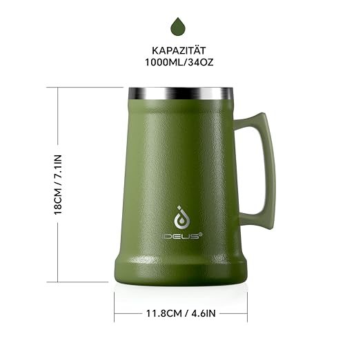 Chope à bière isotherme en acier inoxydable grand récipient robuste