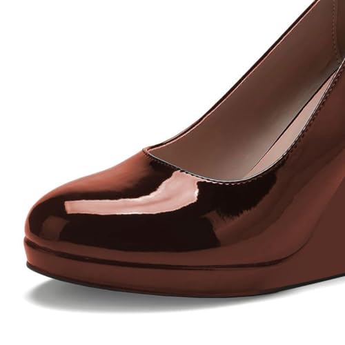 miss left Women Classic Rounded Closed Toe High Heel Pumps Slip On Wedges Heeled Shoes for Formal Office Working Daily Size 4-16 US4