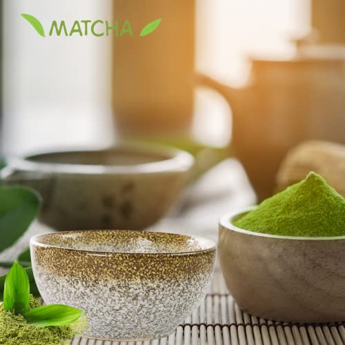 Kaishane Japanese Matcha Whisk Set Matcha Tea Ceremony Set Of 4 Including 100 Prong Matcha Whisk, Traditional Scoop, Tea Spoon And Ceramic Matcha Bowls #TOP3