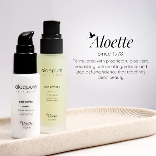 Aloette Time Repair Anti Wrinkle Serum, Age Defying Face Serum, Lightweight Formula, All Skin Types, Cruelty Free, 1 Fl Oz