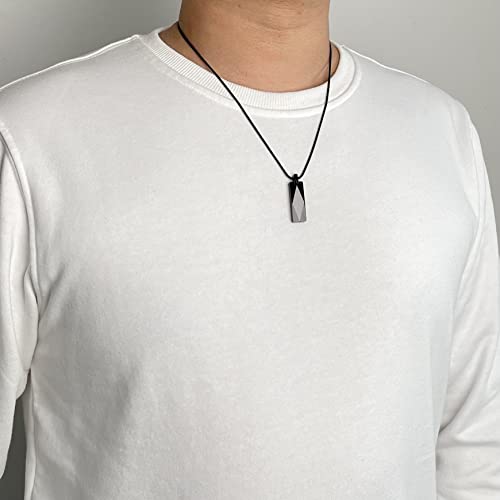 Moo&Lee Tungsten Carbide Black Bar Pendant Necklace For Men Stainless Steel Snake Chain #TOP2