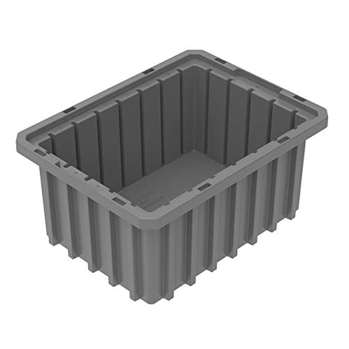Akro-Mils 33105 Akro-Grid Plastic Slotted Dividable Modu Box Stackable Grid Storage Tote Container, (10-7/8-Inch L x 8-1/4-Inch W x 5-Inch H), (20 Pack), Gray