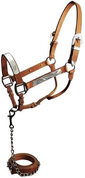 Leather Show Halter w/Silver Accents & Matching Lead