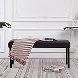 Farbe: Braun, Material: Kunstlederbezug und Holzrahmen, Abmessungen: 106 x 43 x 46 cm (B x T x H), Material: Baumwolle: 5%, Polyester: 15%, Polyurethan: 10%, PVC: 70%