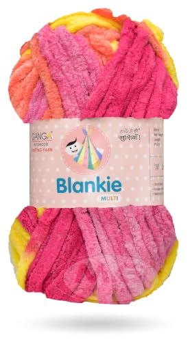 Image of M.G ENTERPRISE Knitting Yarn Thick Chunky Wool, Blankie Multi Pumpkin 200 GMS Best Used with Knitting Needles- Art-BFHC