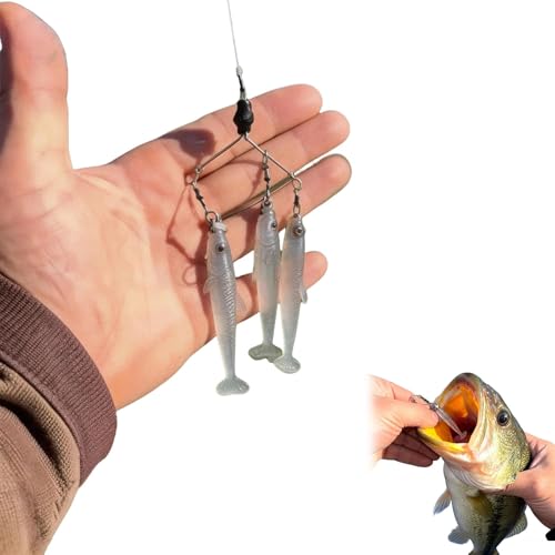 Handcrafted Multi-Arm Baitfish School Rig Mini Alabama Style Fishing Lure Compact Umbrella Rig for Bass Fishing Balanced Wire Swimbait Rig for Freshwater Predator Fishing