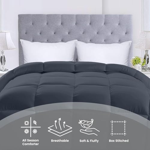 Image of Utopia Bedding Comforters California King Size, All Season Duvet Insert, Down Alternative Box Stitched Bed Comforter with Corner Tabs, Machine Washable (Grey)