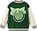 STAR WARS Big Boys' Bomber Jacket Polar Fleece Varsity Jacket Snap Button Front & Pockets Kids Sport Cardigan Baseball Varsity Coat School Long Sleeve Cardigan Sweatshirts Yoda Green Size 8-9 Years