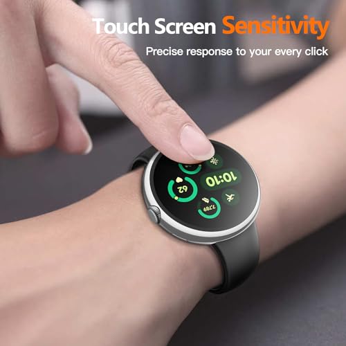 Image of Misxi 2-Pack Hard PC Screen Protector Case Compatible with Google Pixel Watch 3 (2024) 45mm, Easy Installation Lightweight Ultra-thin Protective Cover for Pixel Watch 3, 1 Silver + 1 Black