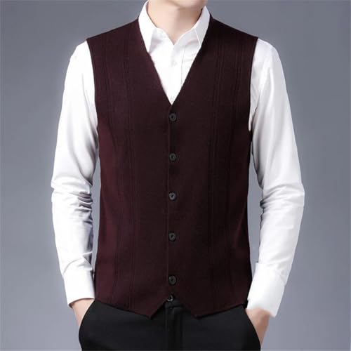 Men's Stylish Sleeveless V-Neck Cardigan Vest Perfect for Office Wear in Spring and Fall.2