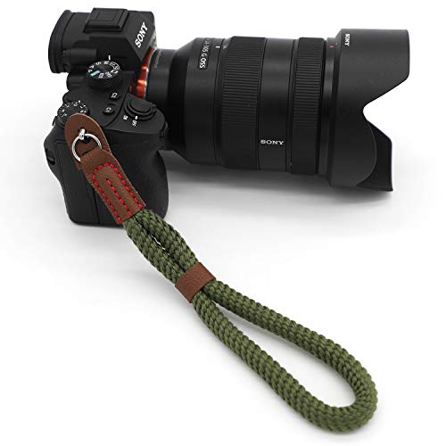 Comfortable Cotton Camera Hand Wrist Strap Compatible for Sony A7 A9 A6000 A6300 A6500 Fujifilm X-T30 X-T20 X-T3 X-T2 X70 ILCE M10 Mirrorless Cameras Safety Tether (Green)
