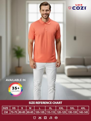 Image of Lux Cozi Men's Cotton Solid Polo Tshirt | Collar Tshirts | Half Sleeves | Stylish & Premium All Day Wear | Pack of 1