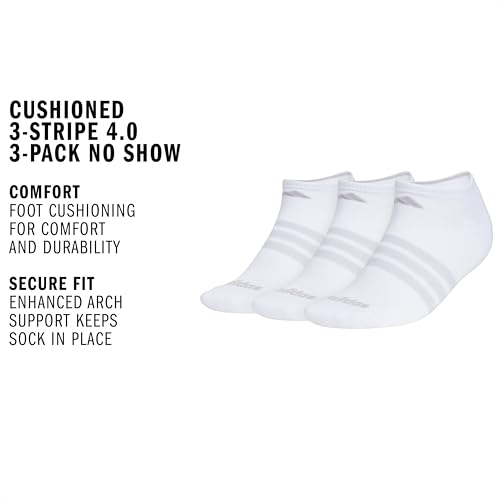 Image of adidas Cushioned No Show Socks 3-Pairs Durable & Comfortable