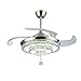 QCLU 42 pulgadas de cristal Ventilador de techo retráctil de 4 cuchillas remoto LED de la lámpara 3 cambios de color 3 Velocidades cromo del accesorio de iluminación, silencioso motor con kits LED Inc
